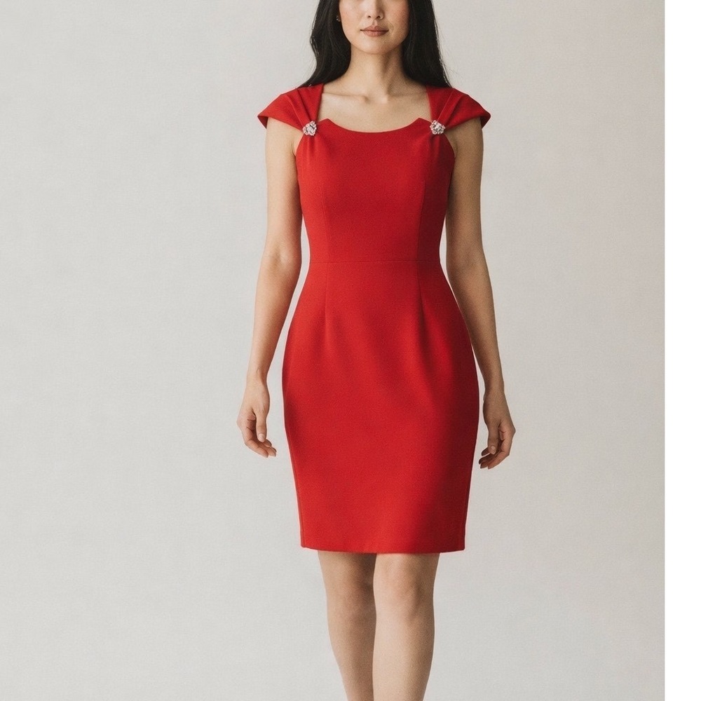 NWT Night Way Dress Women 10 Red Vintage‎ 90s Rhinestone Cutout Back Formal Mini